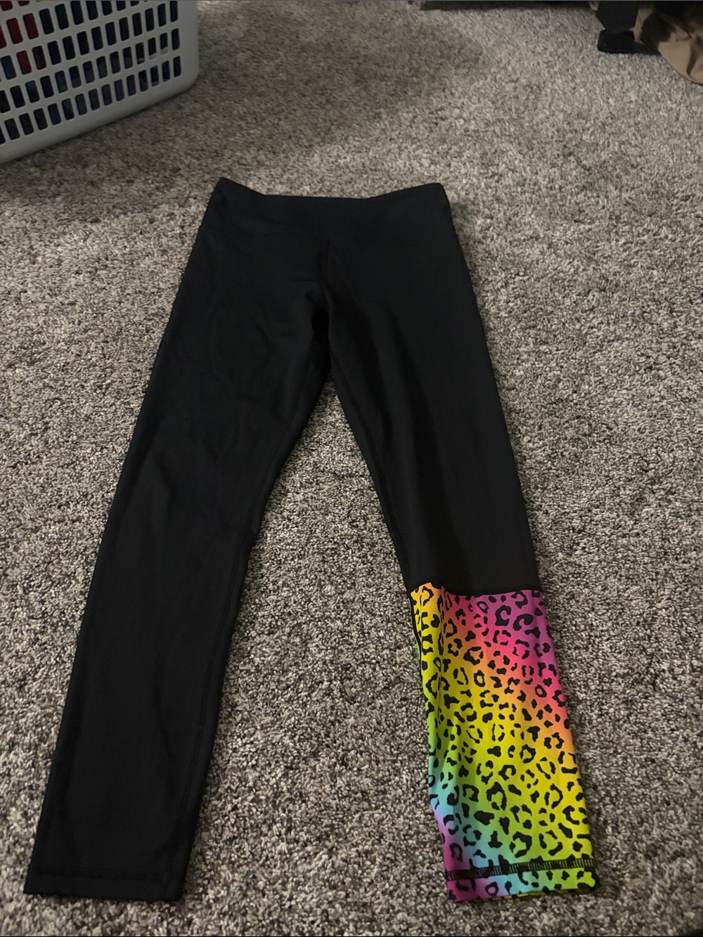 ZYIA Black Leggings with Rainbow Leopard Cuff